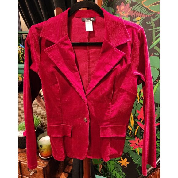 NEW Vintage White Moon Red Corduroy Blazer Jacket L - Picture 4 of 9